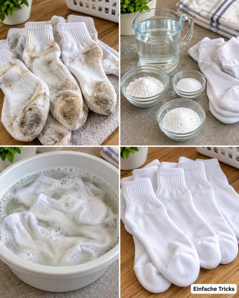 Weiße Socken wieder sauber bekommen: So löst du hartnäckigen Schmutz ohne Chlorbleiche