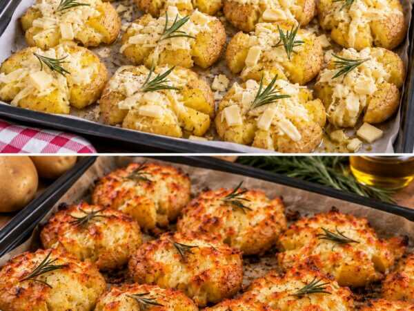 Knusprige Smashed Potatoes mit Käse – außen goldbraun, innen herrlich weich