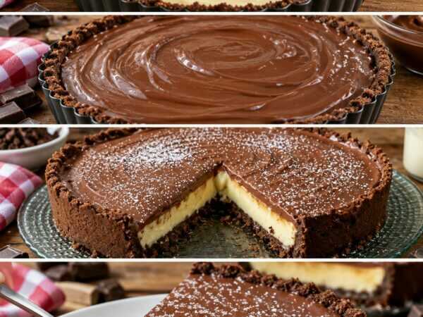 Cremige Schoko-Vanille-Tarte ohne Backen – mit knusprigem Schokoboden und zarter Ganache