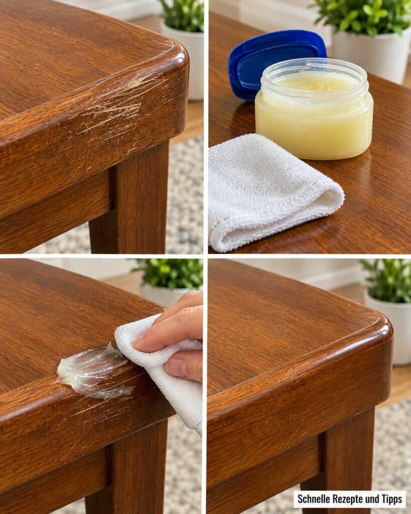 Kratzer auf Holzmöbeln? Dieser einfache Vaseline-Trick lässt feine Spuren deutlich unauffälliger wirken