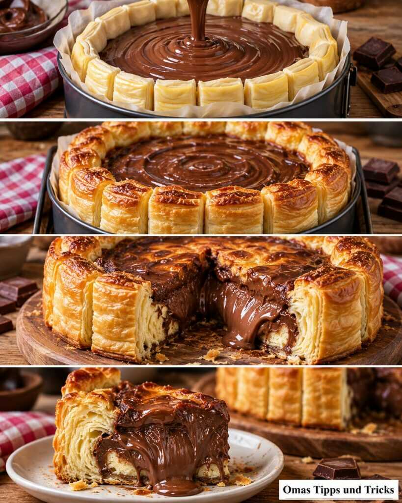 Knusprige Blätterteig-Schokotorte – außen goldbraun, innen unglaublich cremig