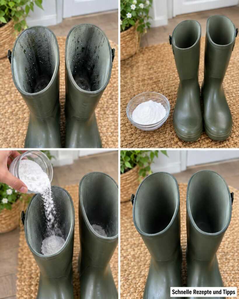 Gummistiefel innen feucht und muffig? Mit Natron werden sie wieder frisch und trocken