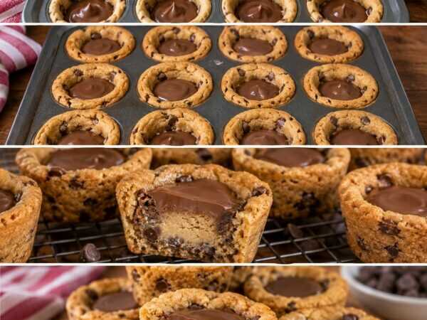 Schoko-Cookie-Cups mit cremigem Kern – außen knusprig, innen unwiderstehlich weich