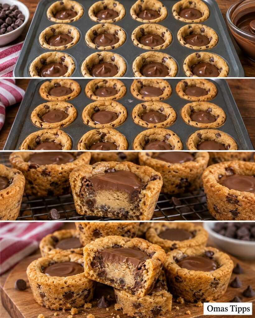 Schoko-Cookie-Cups mit cremigem Kern – außen knusprig, innen unwiderstehlich weich