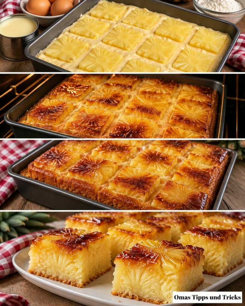 Saftiger Ananas-Kondensmilch-Kuchen – herrlich cremig und goldbraun gebacken