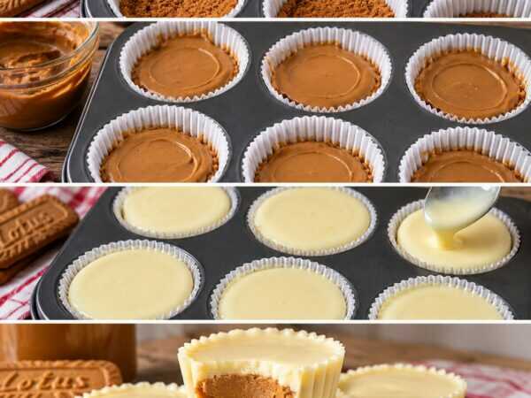 Cremige Biscoff-Cheesecake-Cups ohne Backen – mit weißer Schokolade und knusprigem Keksboden
