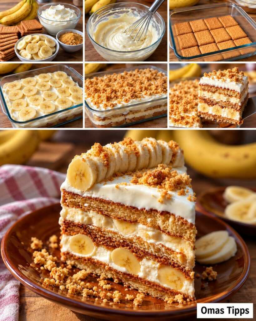 Cremiger Bananen-Keks-Traum ohne Backen – das einfache Schichtdessert, das alle lieben