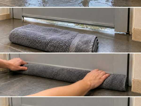 Regenwasser kommt unter der Tür durch? Dieser einfache Handtuch-Trick schützt deinen Boden sofort vor Nässe