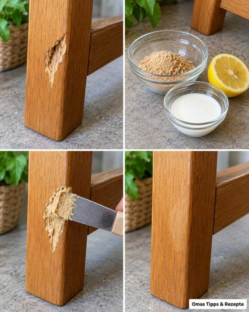 Kleine Holzschäden selbst reparieren: Diese einfache Sägemehl-Holzleim-Paste rettet Möbel