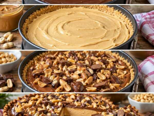 Cremige Erdnuss-Schoko-Torte ohne Backen – mit Knusperboden und Schokoladenganache