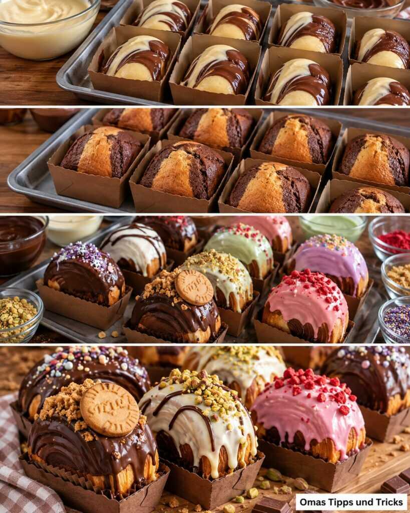Saftige Mini-Marmorkuchen wie vom Bäcker – mit Schoko-Glasur und bunten Toppings