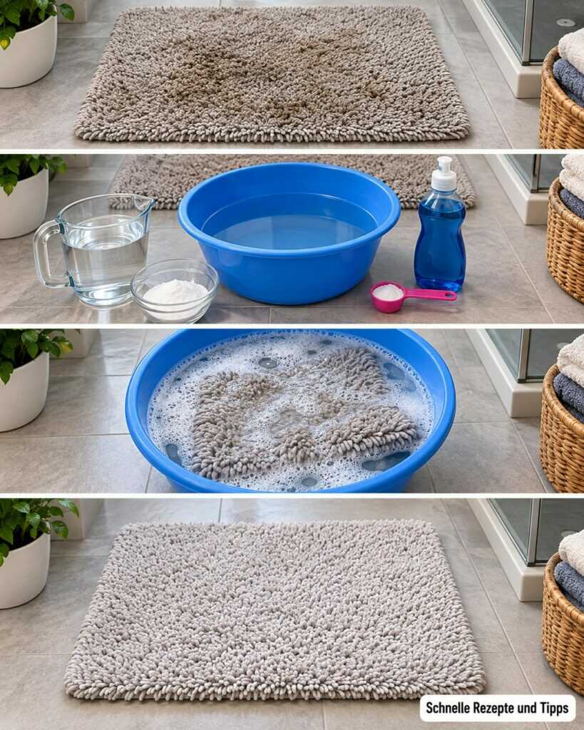 Grauer und fleckiger Badteppich? So wird er wieder sauber, frisch und flauschig