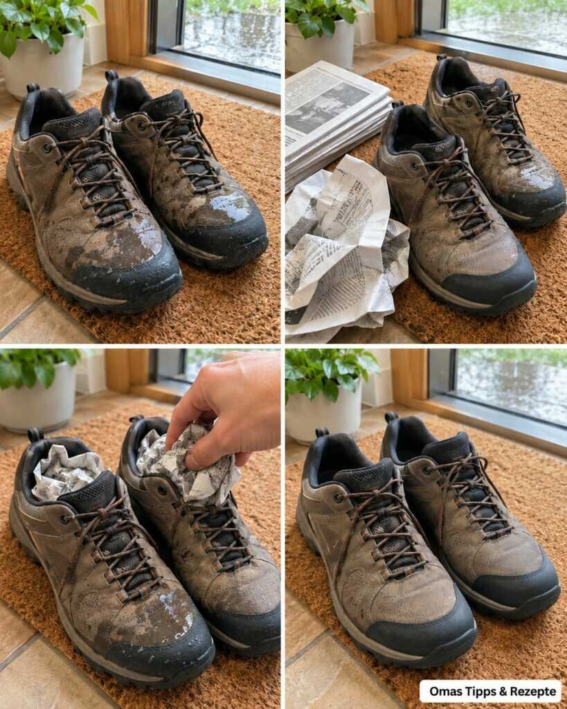 Nasse Schuhe nach dem Regen? Mit diesem Zeitungspapier-Trick trocknen sie schneller und bleiben länger frisch