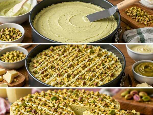 Pistazien-Cheesecake wie aus der Konditorei – unglaublich cremig mit knusprigem Keksboden