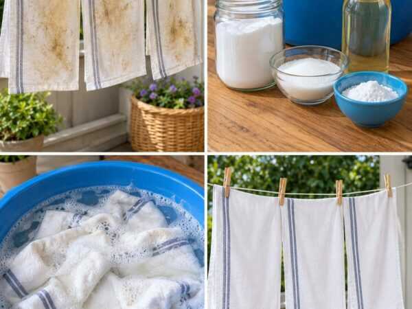 Vergraute und fleckige Geschirrtücher? So werden weiße Küchentücher wieder sauber und frisch