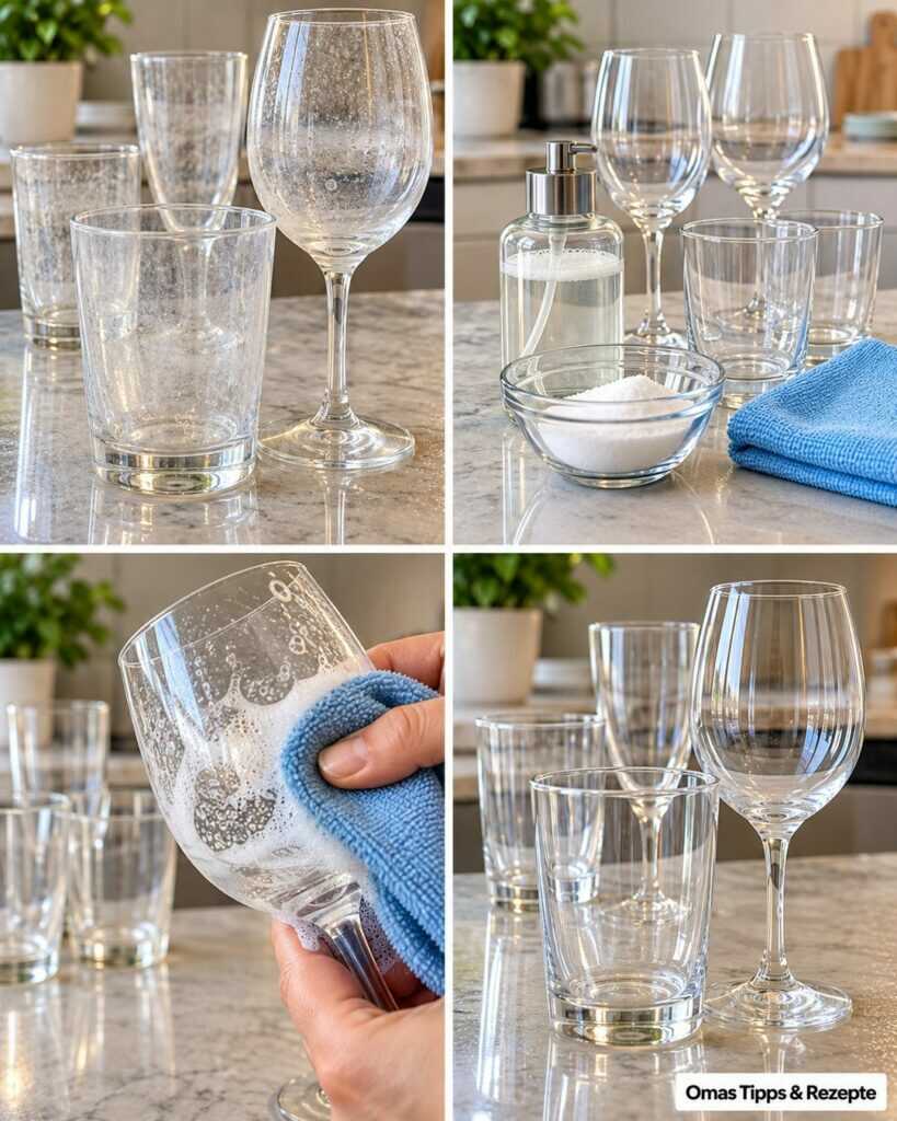 Gläser wieder klar bekommen: So entfernst du Kalkschleier und Wasserflecken richtig