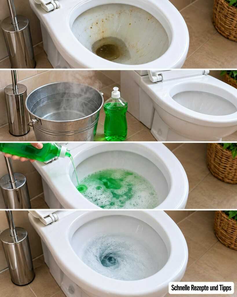 Toilette verstopft? So helfen Spülmittel und heißes Wasser bei einer leichten Verstopfung