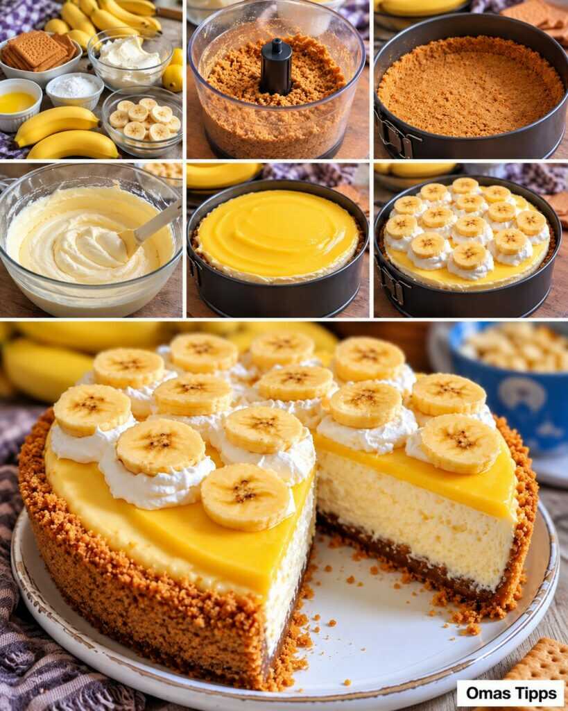 Cremiger Bananen-Cheesecake mit Keksboden – herrlich fruchtig und unwiderstehlich cremig