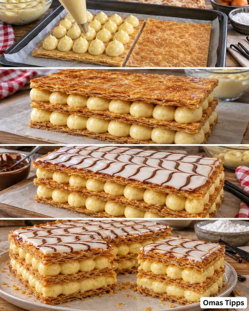 Klassisches Vanille-Millefeuille – knuspriger Blätterteig mit samtiger Vanillecreme
