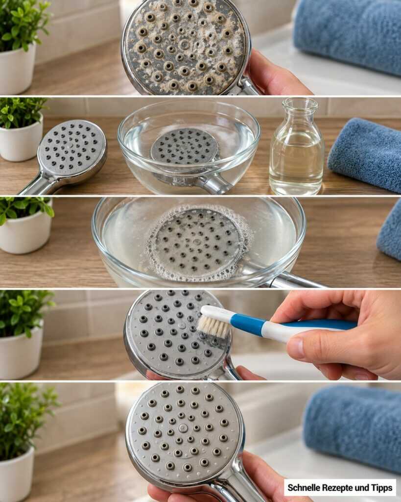 Duschkopf voller Kalk? So werden verstopfte Düsen wieder frei und der Wasserstrahl gleichmäßiger