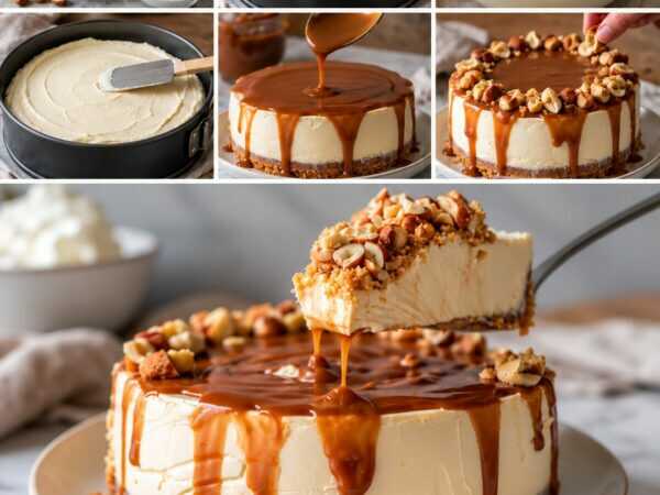 Cremiger Karamell-Erdnuss-Cheesecake ohne Backen – unwiderstehlich cremig und herrlich knusprig