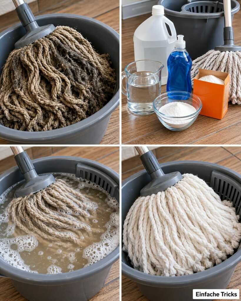 Wischmopp richtig reinigen: So werden graue, muffige Fasern wieder hygienisch sauber