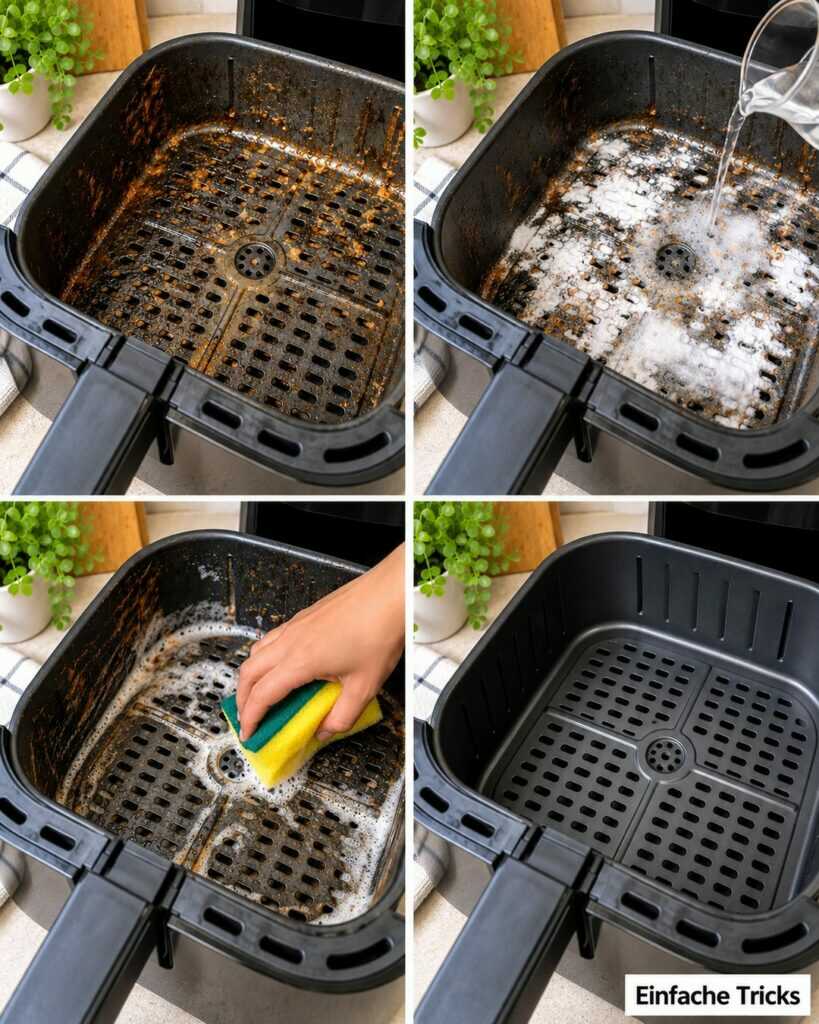Airfryer voller eingebrannter Fettreste? So wird der Korb wieder sauber – ohne die Beschichtung zu ruinieren