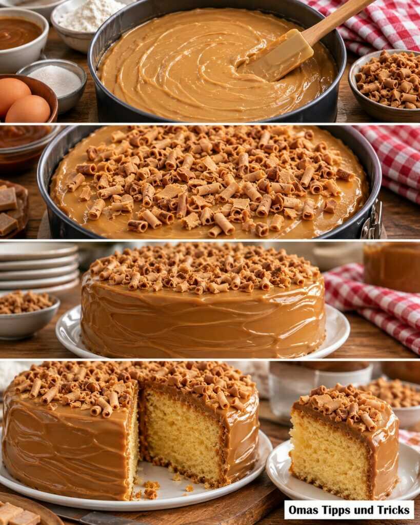 Saftiger Karamellkuchen mit cremigem Toffee-Guss – einfach gebacken und unwiderstehlich zart