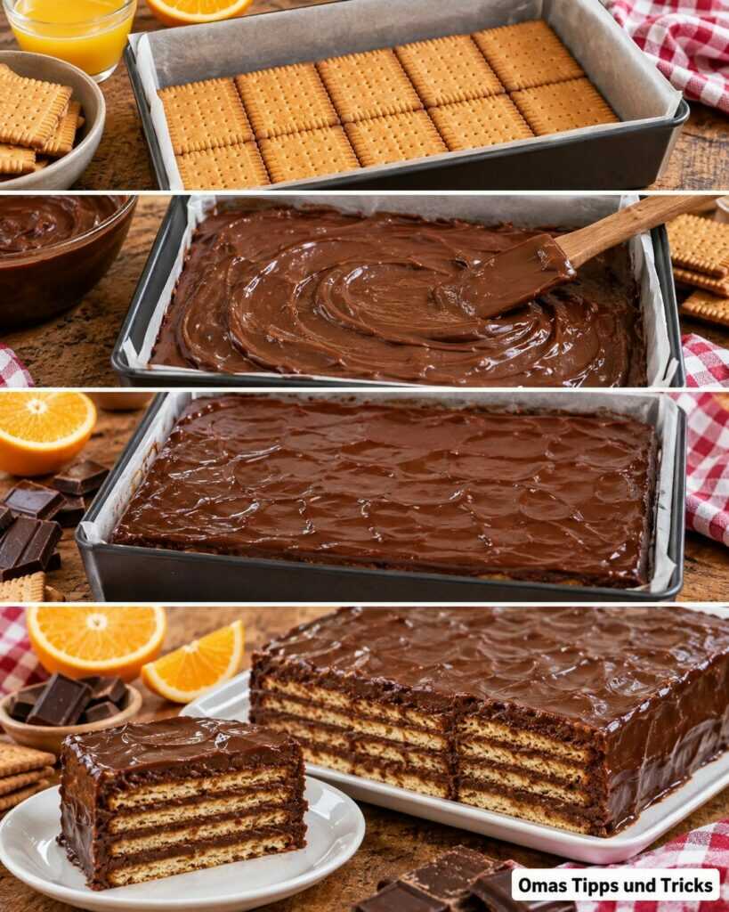 Schoko-Keks-Kühlschrankkuchen ohne Backen – cremig, schokoladig und herrlich einfach