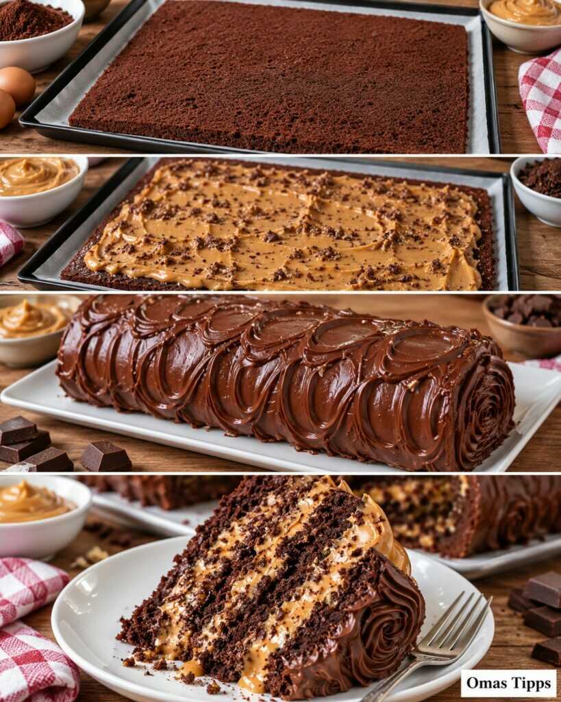 Saftige Schoko-Karamell-Torte – cremige Karamellfüllung trifft auf intensiven Schokoladenkuchen