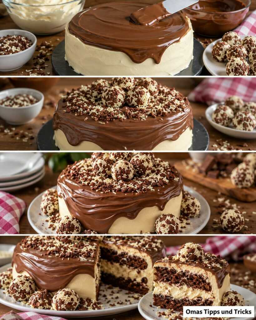 Schoko-Vanille-Torte mit Trüffeln – saftig, cremig und festlich dekoriert