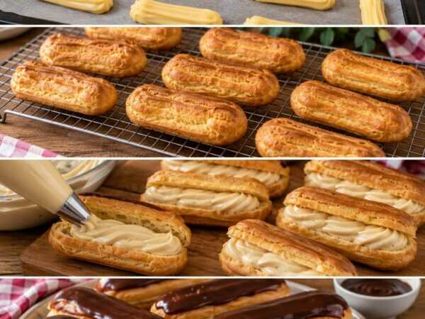 Kaffee-Eclairs wie vom Konditor – luftig, cremig und mit glänzender Schokoladenglasur