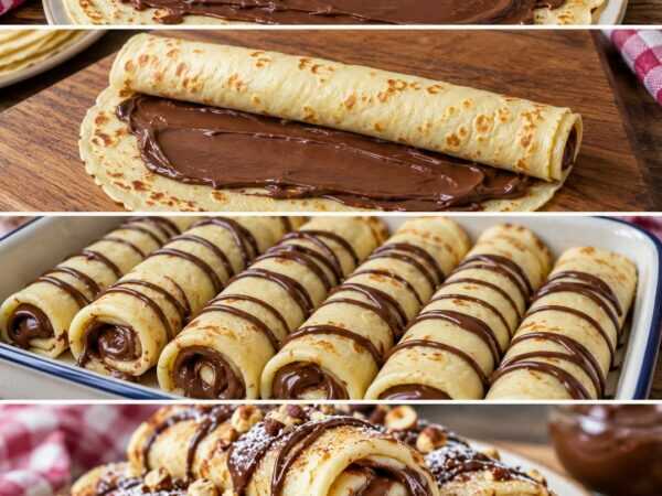 Schoko-Crêpes-Röllchen wie vom Café – hauchdünn, herrlich weich und cremig gefüllt