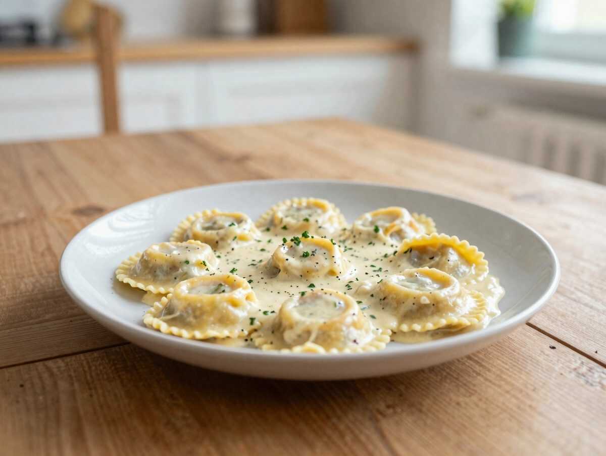 Cremige Ravioli in Knoblauch-Parmesan-Sauce – so unwiderstehlich, dass jeder Nachschlag möchte
