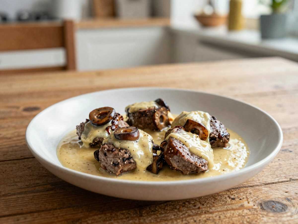 Cremige Schweinemedaillons mit Champignons und Speck – dieses Pfannengericht macht alle am Tisch glücklich