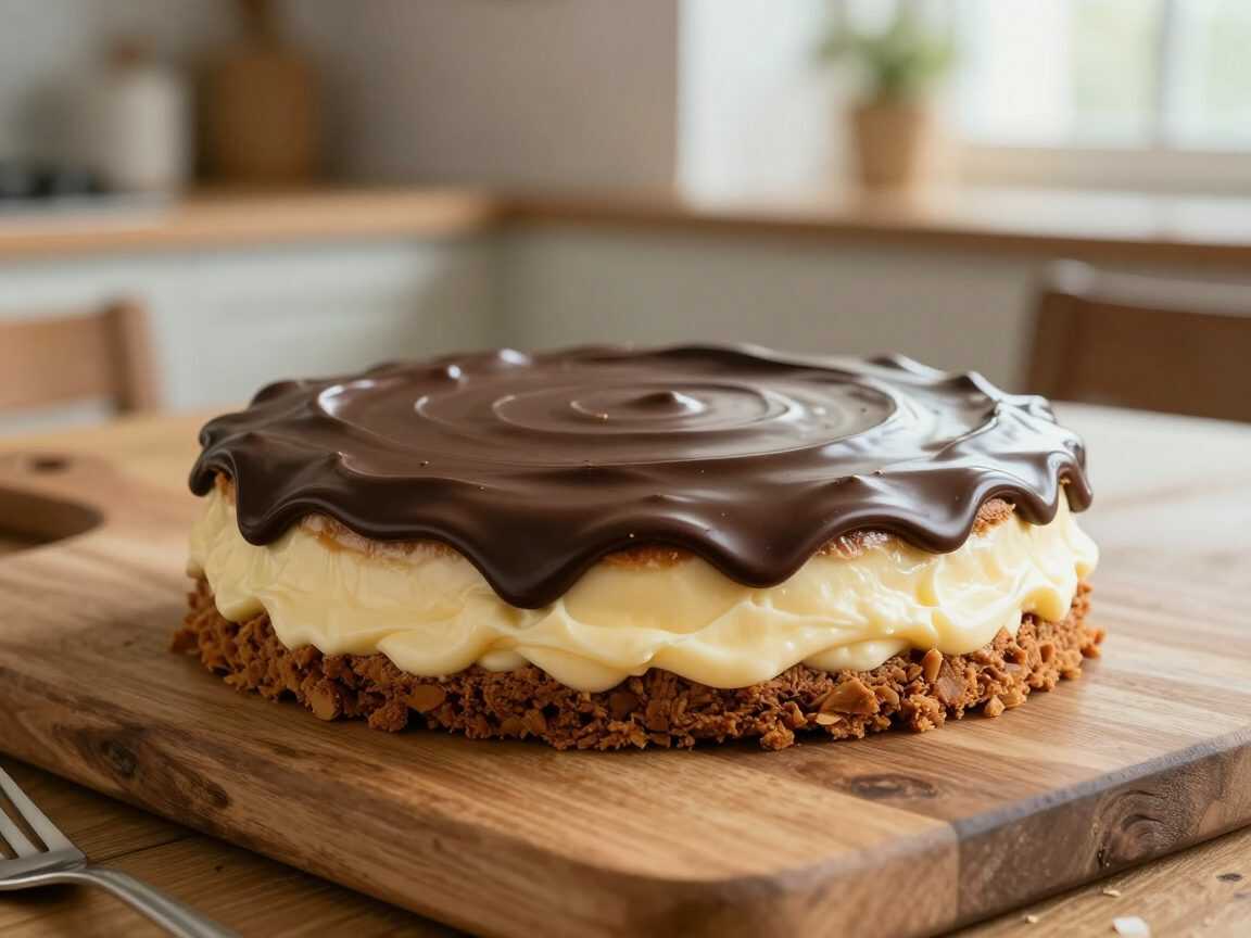 Cremiger Schoko-Vanille-Schnittenkuchen – himmlisch zart mit Puddingcreme und Schokoglasur