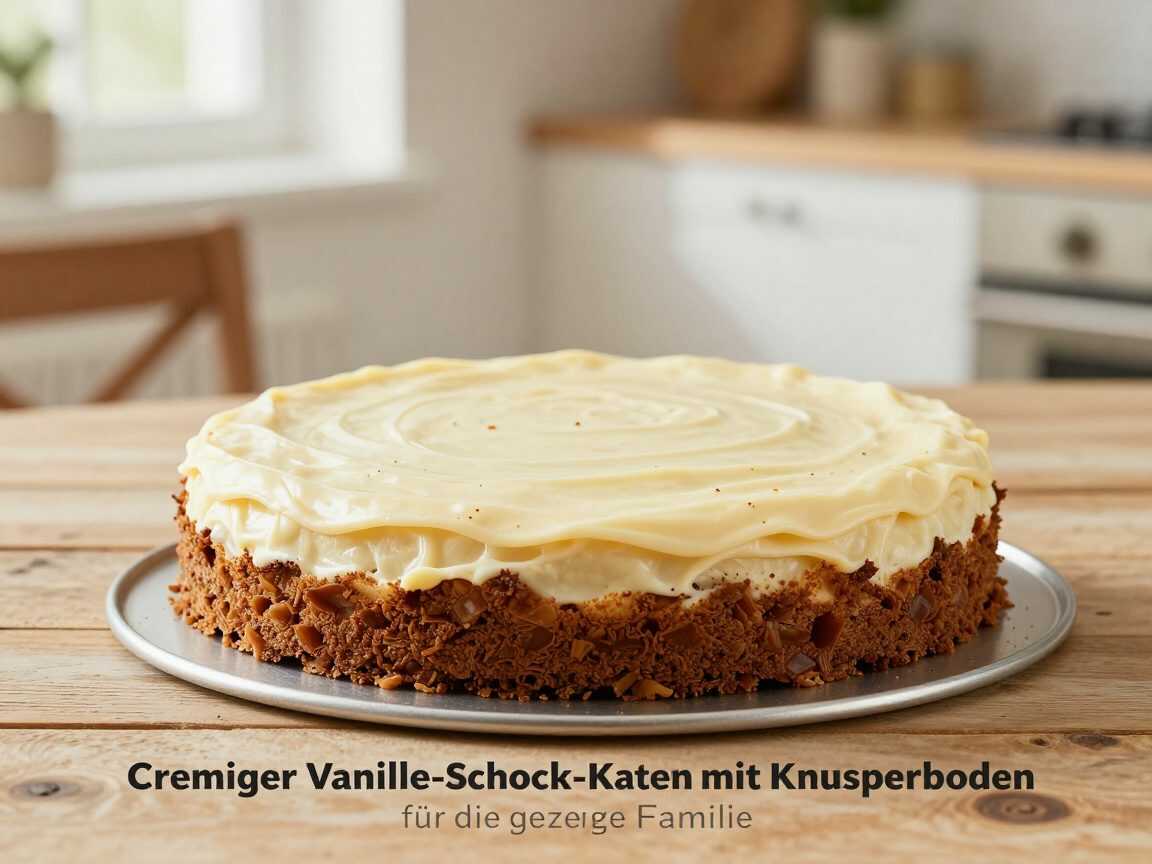 Cremiger Vanille-Schoko-Kuchen mit Knusperboden – ein unwiderstehlicher Schichtkuchen für die ganze Familie