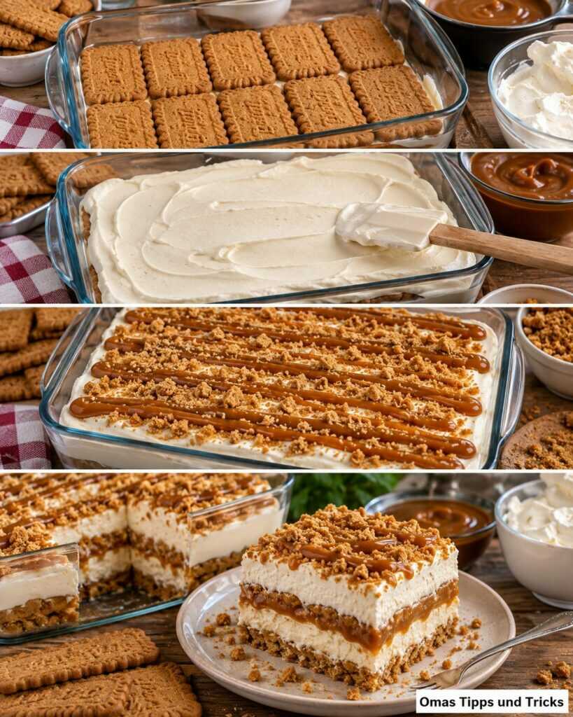 Karamell-Keks-Dessert ohne Backen – himmlisch cremig und ganz einfach geschichtet