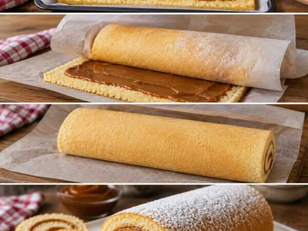 Flaumige Biskuitrolle mit Dulce de Leche – einfach, weich und unwiderstehlich cremig