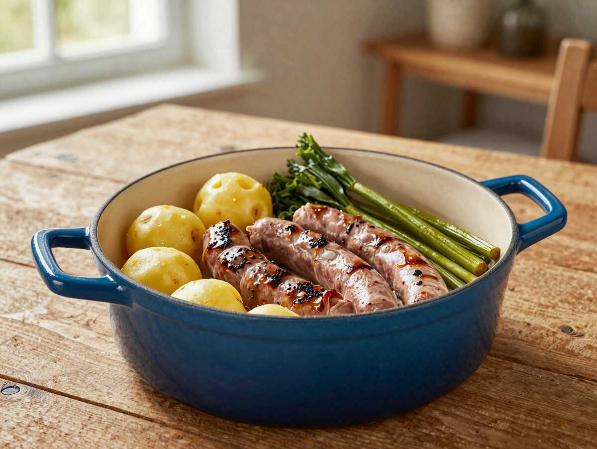 Dieser französische Bauerntopf wärmt von innen: Zarte Schweineschulter mit Würstchen, Kartoffeln und Wirsing