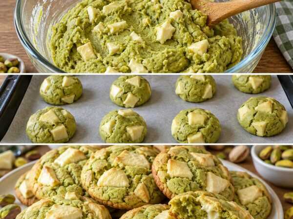 Pistazien-Cookies mit weißer Schokolade – außen zart knusprig, innen herrlich weich