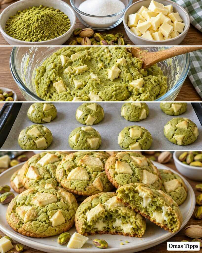 Pistazien-Cookies mit weißer Schokolade – außen zart knusprig, innen herrlich weich