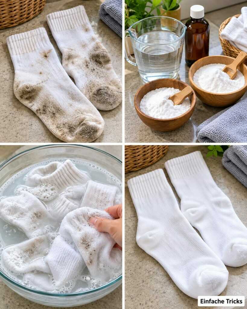 Weiße Socken wieder strahlend sauber: So verschwinden graue Sohlen und hartnäckige Flecken