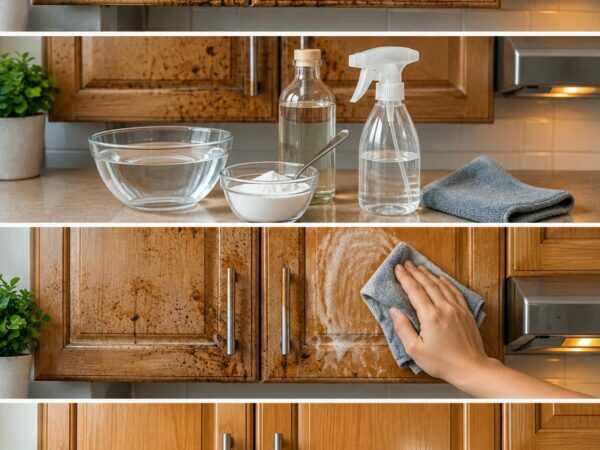 Fettige Küchenschränke? Mit dieser schonenden Methode löst du klebrige Ablagerungen, ohne das Holz zu ruinieren
