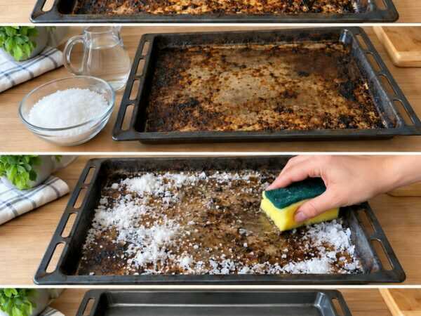 Backblech stark eingebrannt? Mit diesem einfachen Salz-Trick lösen sich hartnäckige Krusten leichter