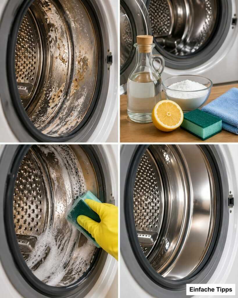 Waschmaschine innen schmutzig? So werden Trommel, Türdichtung und Waschmittelfach wieder hygienisch sauber