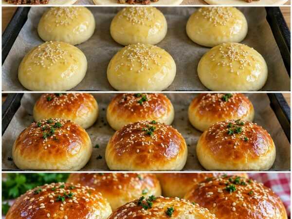 Saftige Cheeseburger-Buns aus dem Ofen – fluffige Brötchen mit würziger Hackfleisch-Käse-Füllung