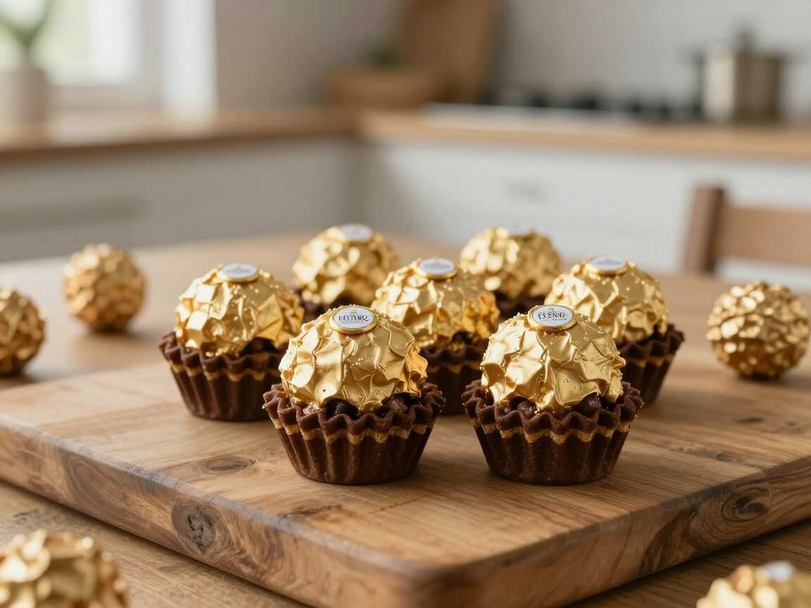 Ferrero-Rocher-Mousse-Törtchen mit knuspriger Schoko-Haselnuss-Hülle