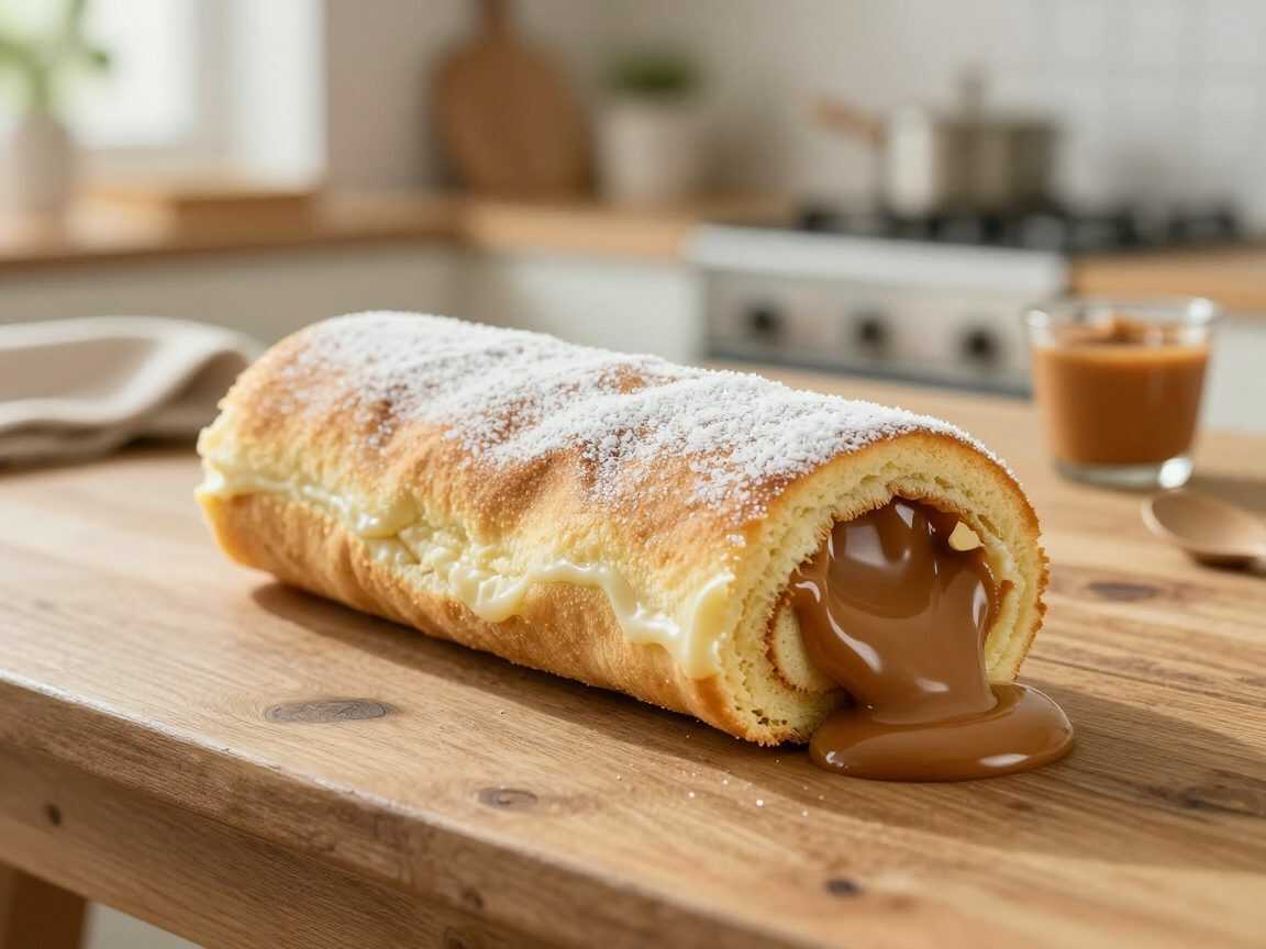 Flaumige Biskuitrolle mit Dulce de Leche – einfach, weich und unwiderstehlich cremig