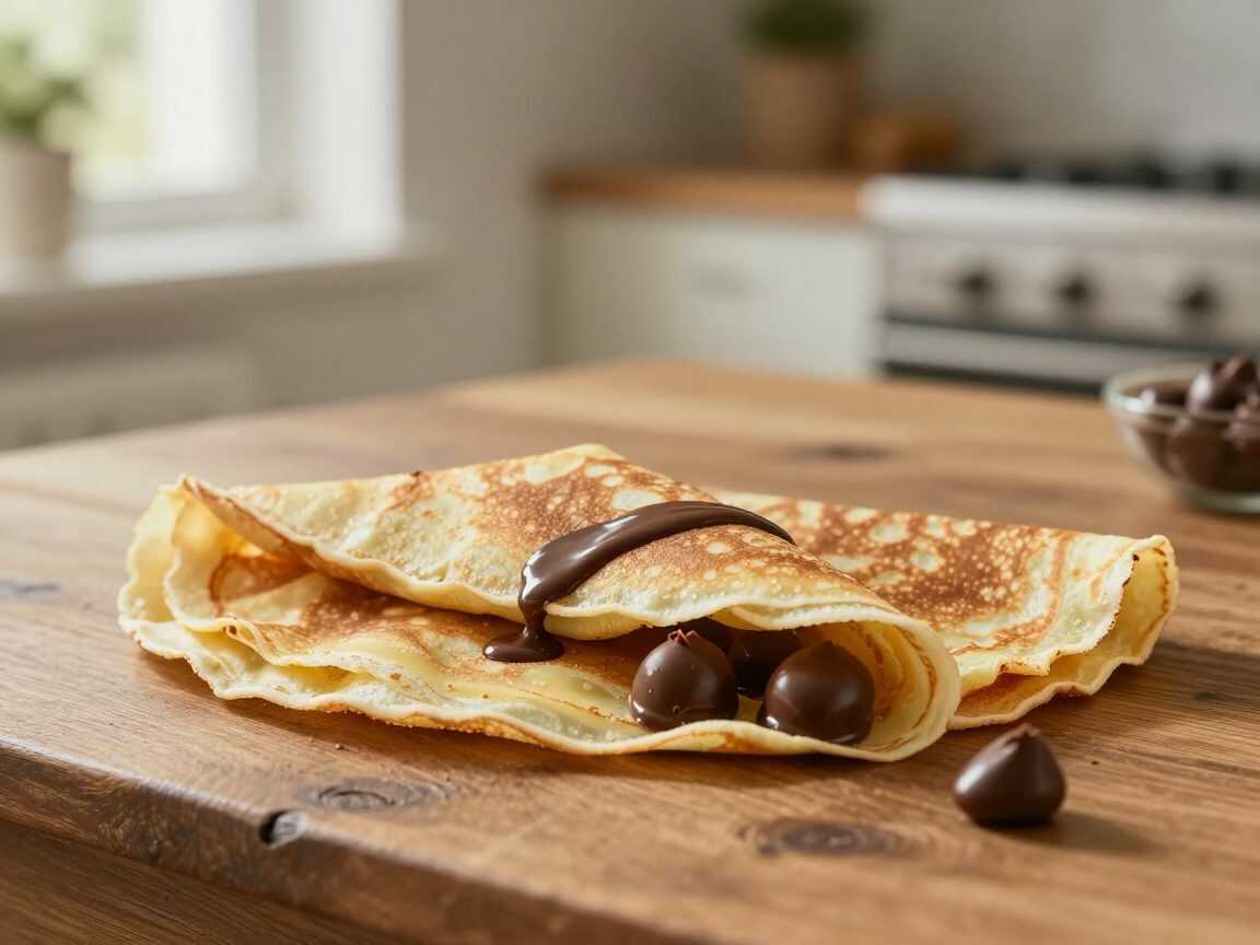 Gefüllte Schoko-Crêpes – hauchdünn, weich und mit extra cremigem Schokoladenkern